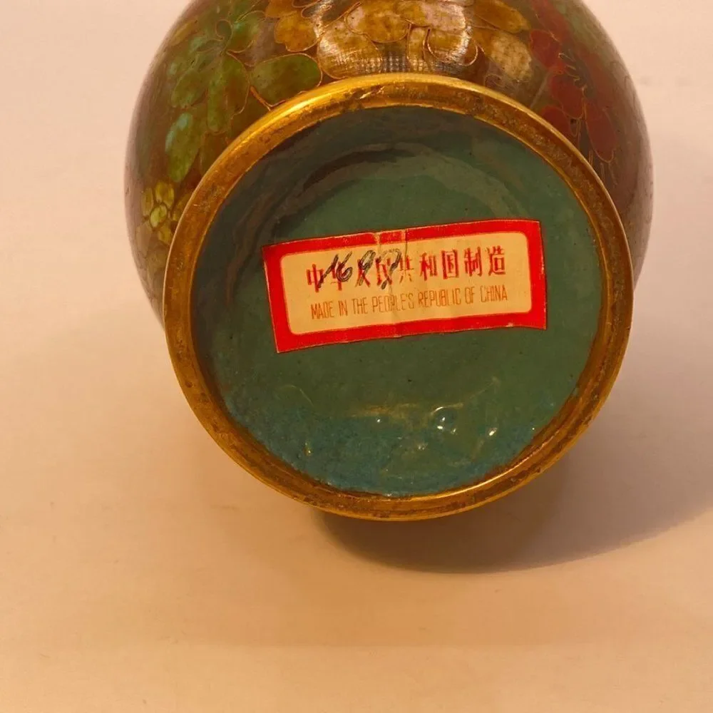 Antique Chinese Floral Cloisonne Enamel Vase
